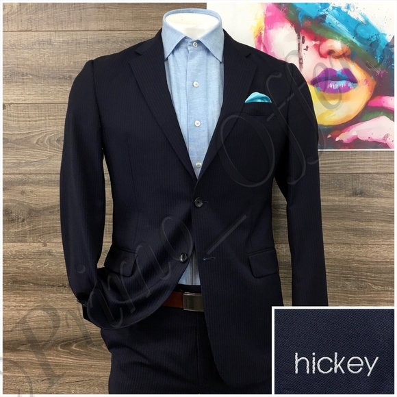 Hickey Freeman Mens Suit 2 Piece Set Size 40R Jacket Blazer Pants Wool Milburn‎ - Picture 1 of 16